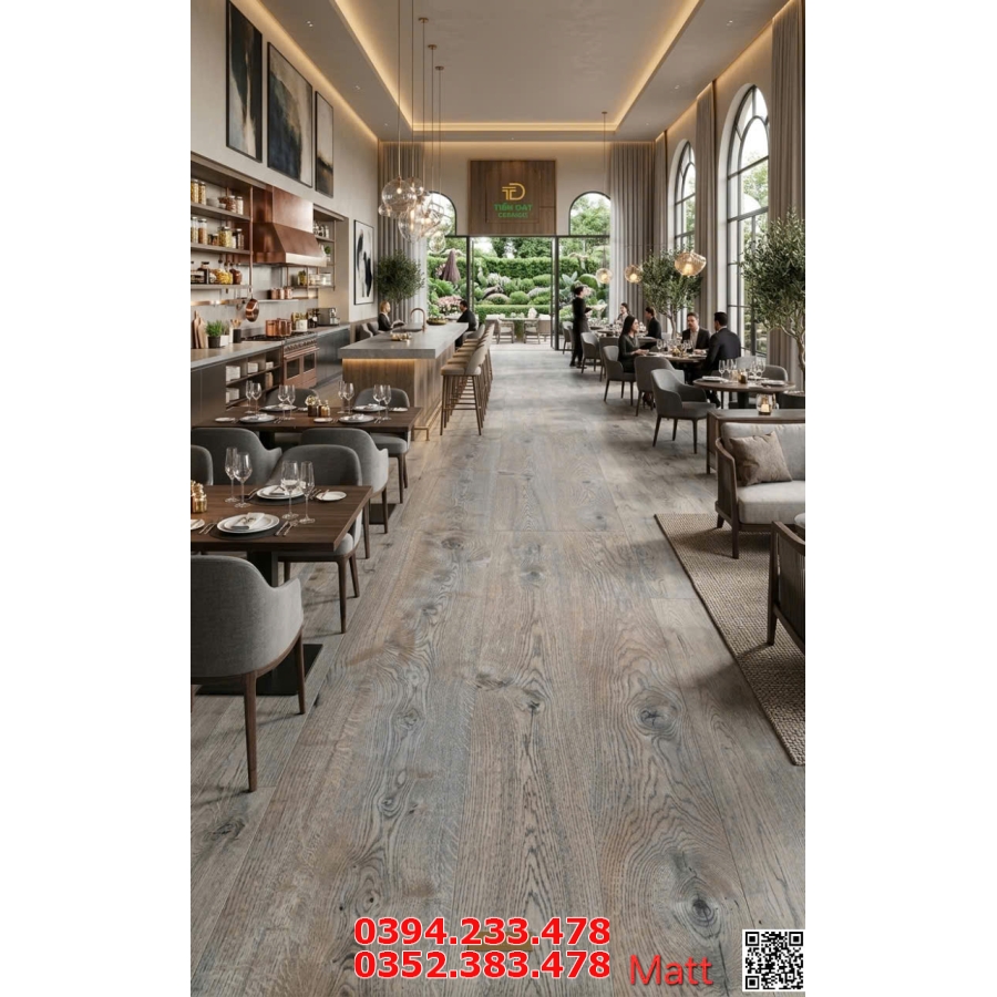 Gạch Vân Gỗ 60x120 Đá Mờ Ốp Lát Nhà Hàng Cao Cấp
