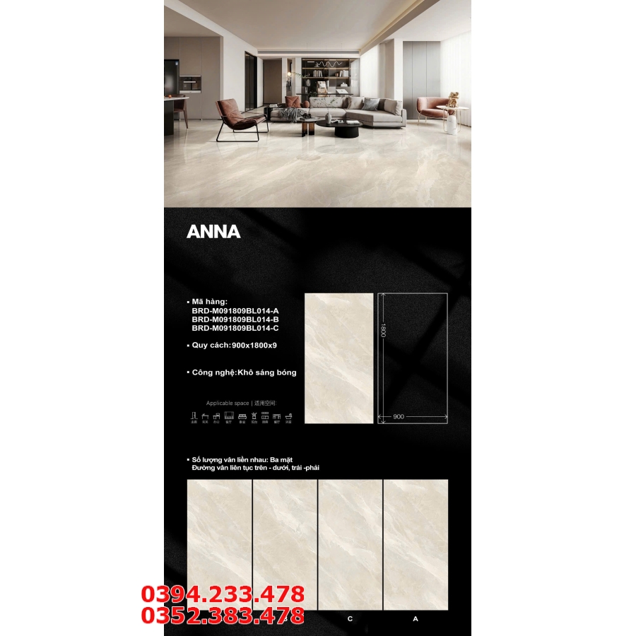 Tổng Đại Lý Gạch Khổ Lớn TQ 90x180 Cao Cấp Tại Miền Nam ANNA