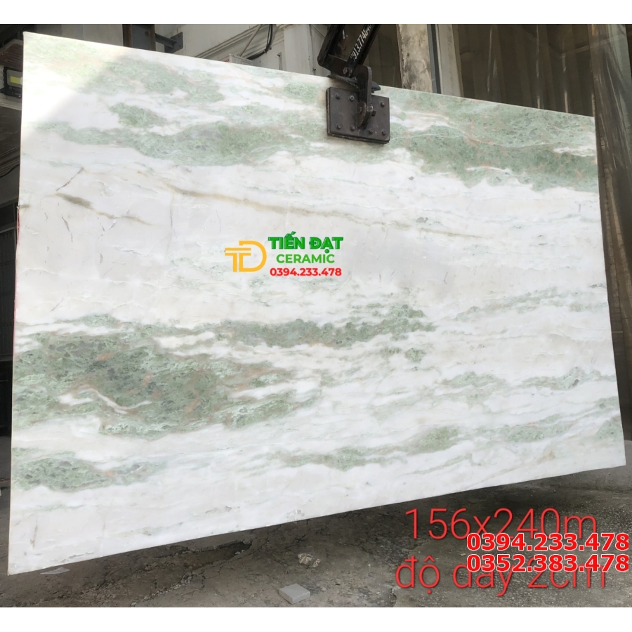 Đá Marble Khổ To 156x240 Vân Trắng Xanh Cao Cấp 