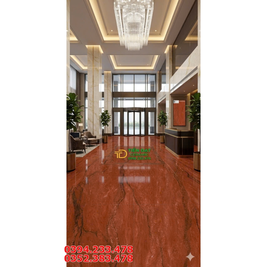 Gạch Khổ Lớn Prime 80x160 Vân Đen Đỏ Ốp Lát