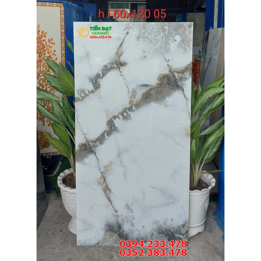 Gạch Granite 60x120 Vân Xám Giả Đá Siêu Bóng
