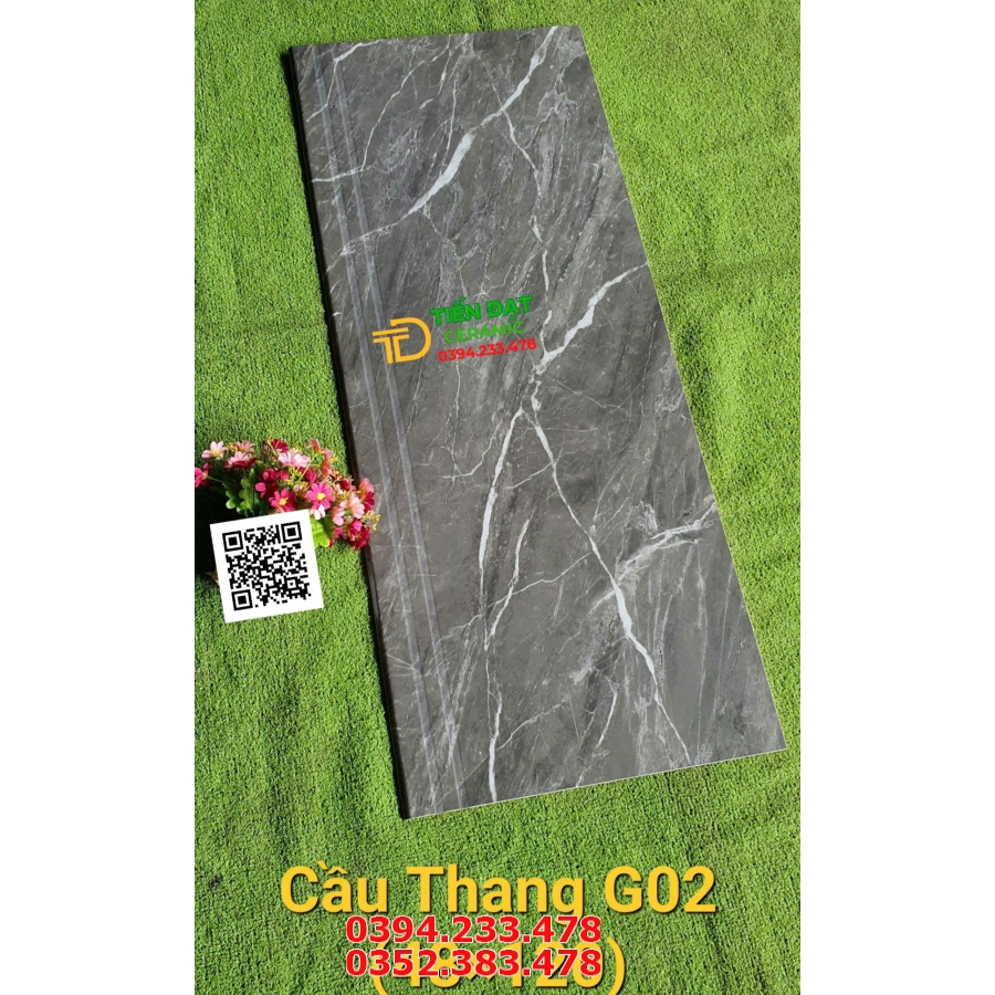 Gạch Lát Bậc Tam Cấp 47x120 Cầu Thang Trắng Vân Mây