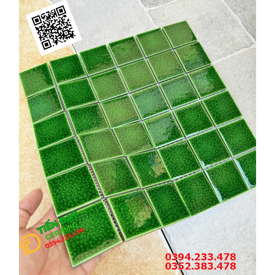 Tổng Kho Gạch Mosaic TQ 30x30 Xanh Men Rạn Tại Đà Lạt 