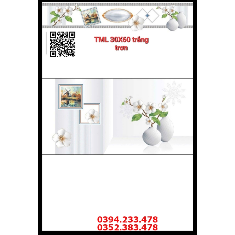 Tổng Kho Gạch Ốp Lát TML 30x60 Trắng Trơn Giá Rẻ