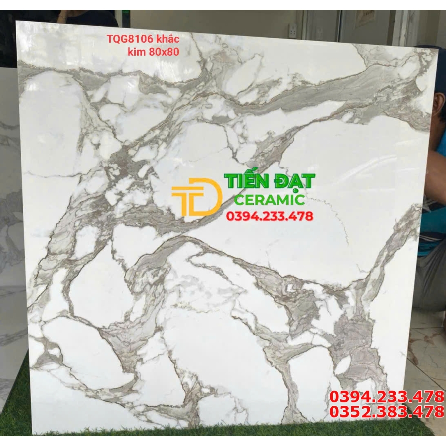 Tốp 189 Mẫu Gạch TQ 80x80 Trắng Xám Nhũ Vàng 