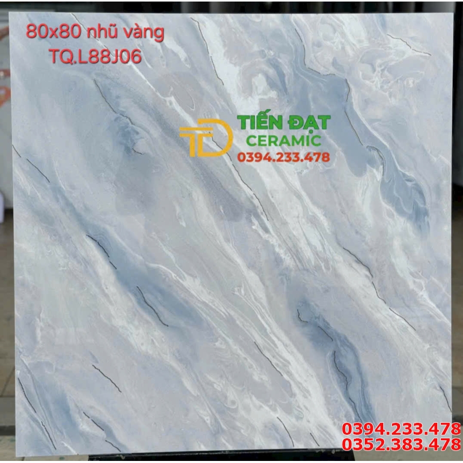 Top 282 Mẫu Gạch TQ 80x80 Trắng Xanh Khắc Kim 