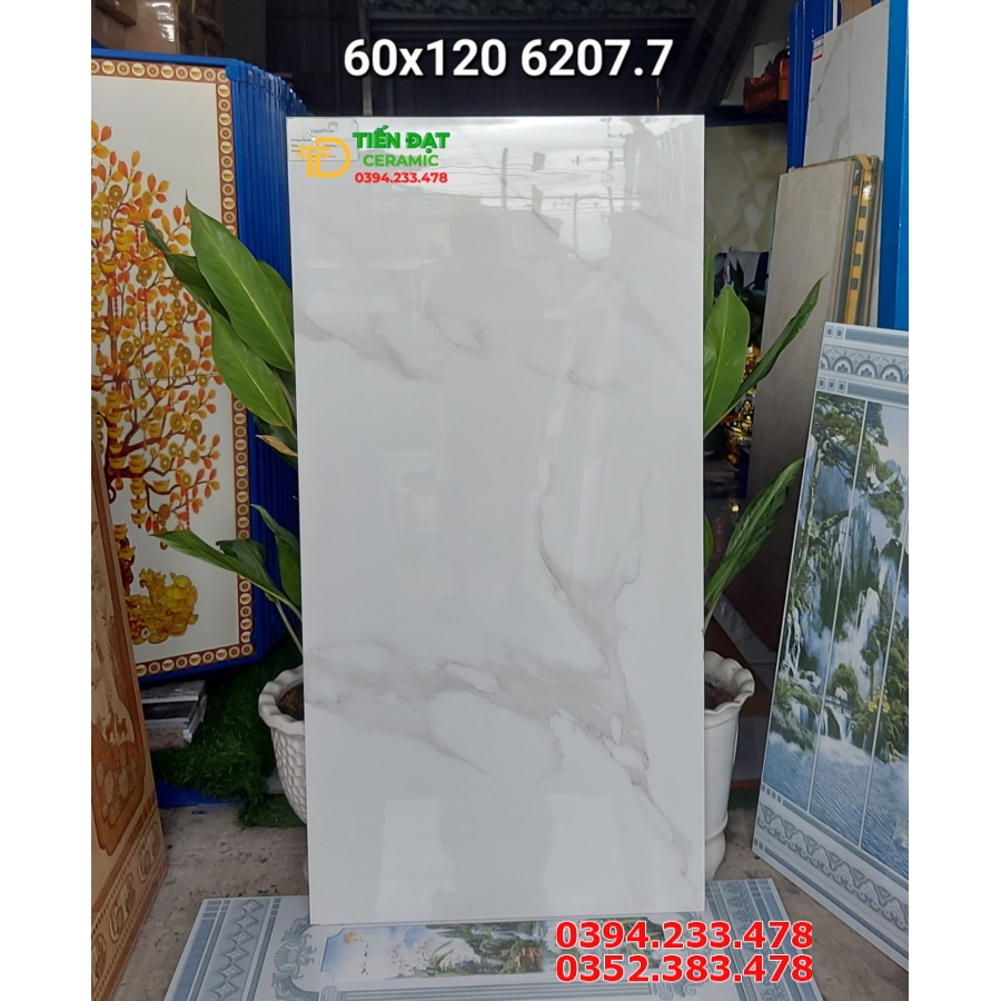 Gạch Khổ Lớn 60x120 Bóng Kiếng Vân Xám Nhạt