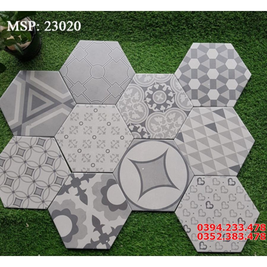 Gạch lục giác trang trí hoa văn mix