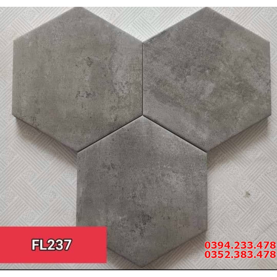 Gạch lục giác xám vân giả đá