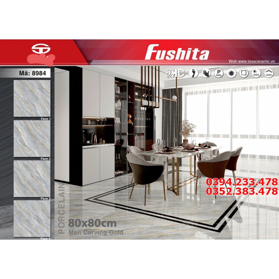 Đại Lý Gạch Ốp Lát TASA 80x80 Nhũ Vàng