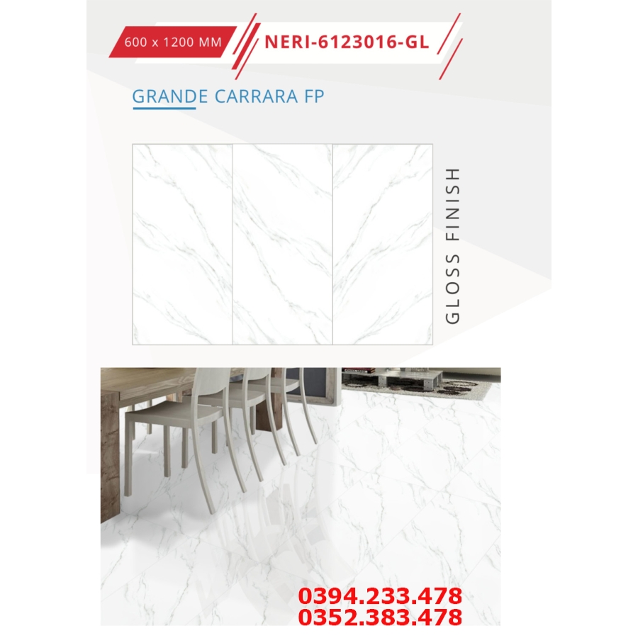 Gạch Ốp Lát 60x120 Trắng Vân Khói 