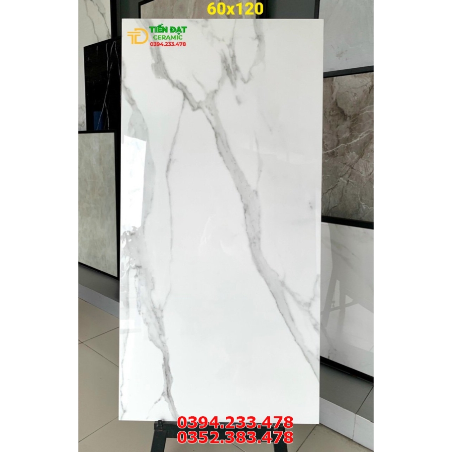 Gạch Khổ Lớn 60x120 Trắng Vân Bóng Kiếng
