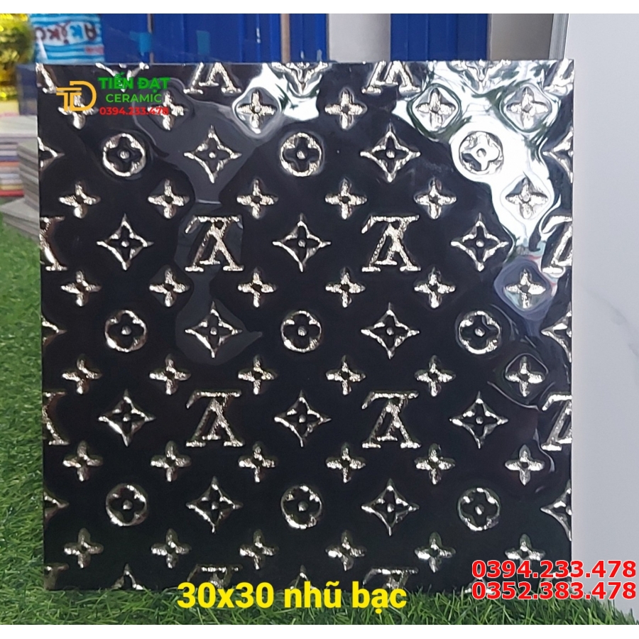 Đá Trang Trí 30x30 Nhũ Bạc Trắng Đen Tím