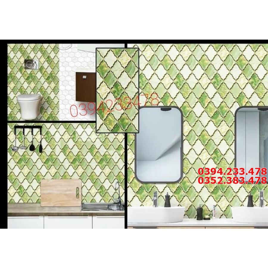 Gạch Cao CẤp 240x60 Xanh Ô Vuông Khắc Kim 