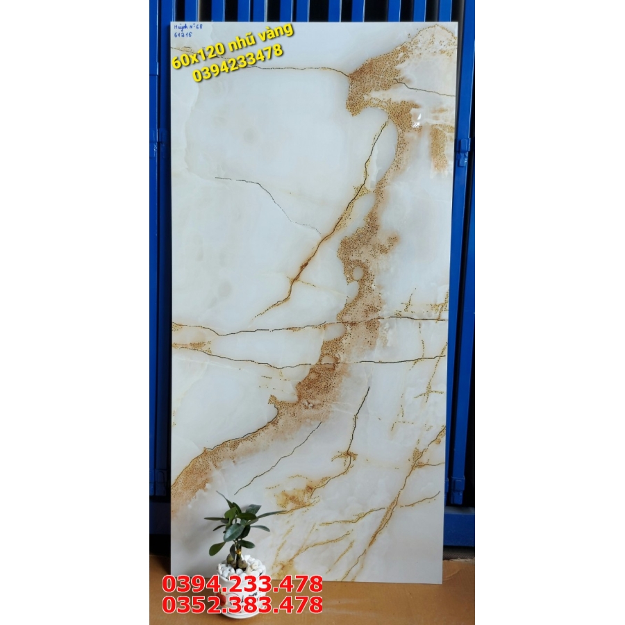 Gạch Khắc Kim 60x120 Trắng Vân Vàng