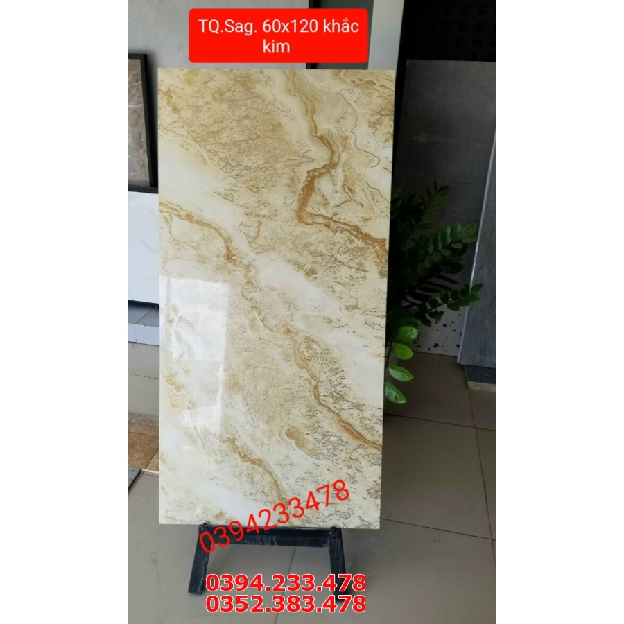 Đá Bóng Kiếng 60x120 Vân Vàng Khắc Kim