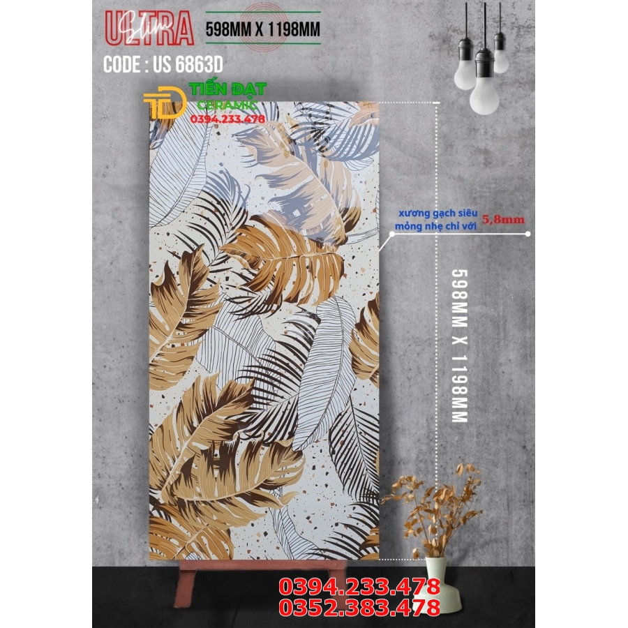 Gạch Ốp Lát 60x120 Bóng Kiếng Hoa Văn Đẹp