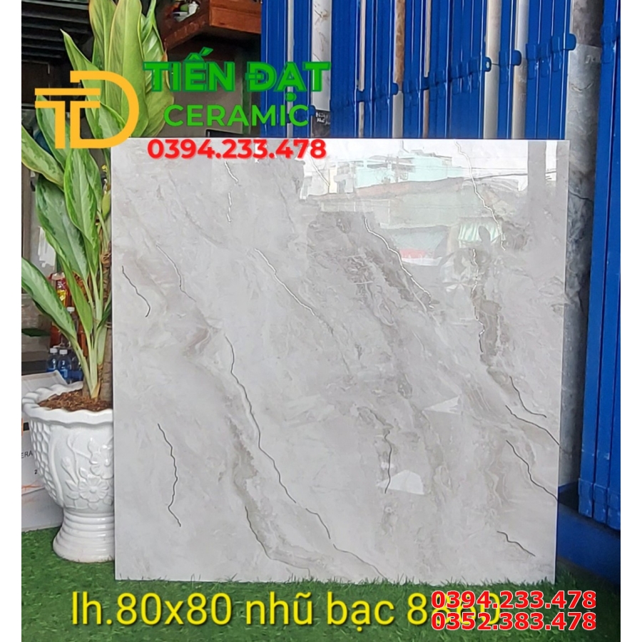 Gạch Ốp Tường 80x80 TQ Vân Xám Nhũ Bạc
