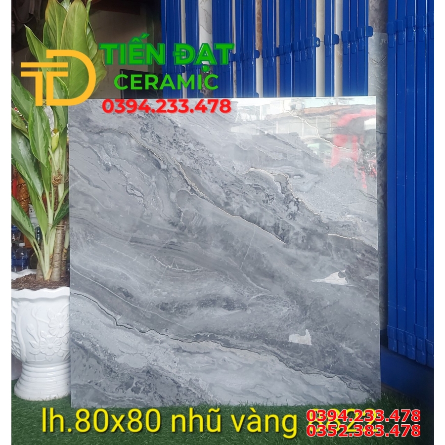 Đá Bóng Kiếng 80x80 Vân Ngọc Thạch Ánh Kim