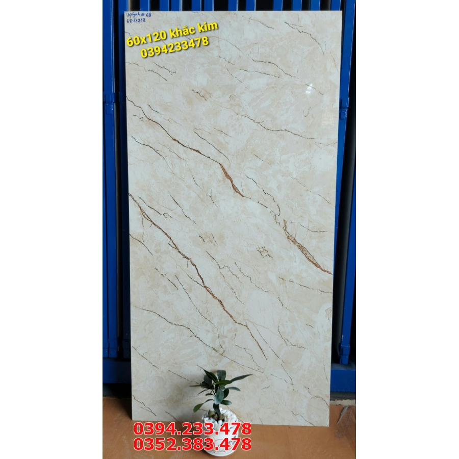 Gạch Lát Nền 60x120 Xám Giả Đá Khắc Kim