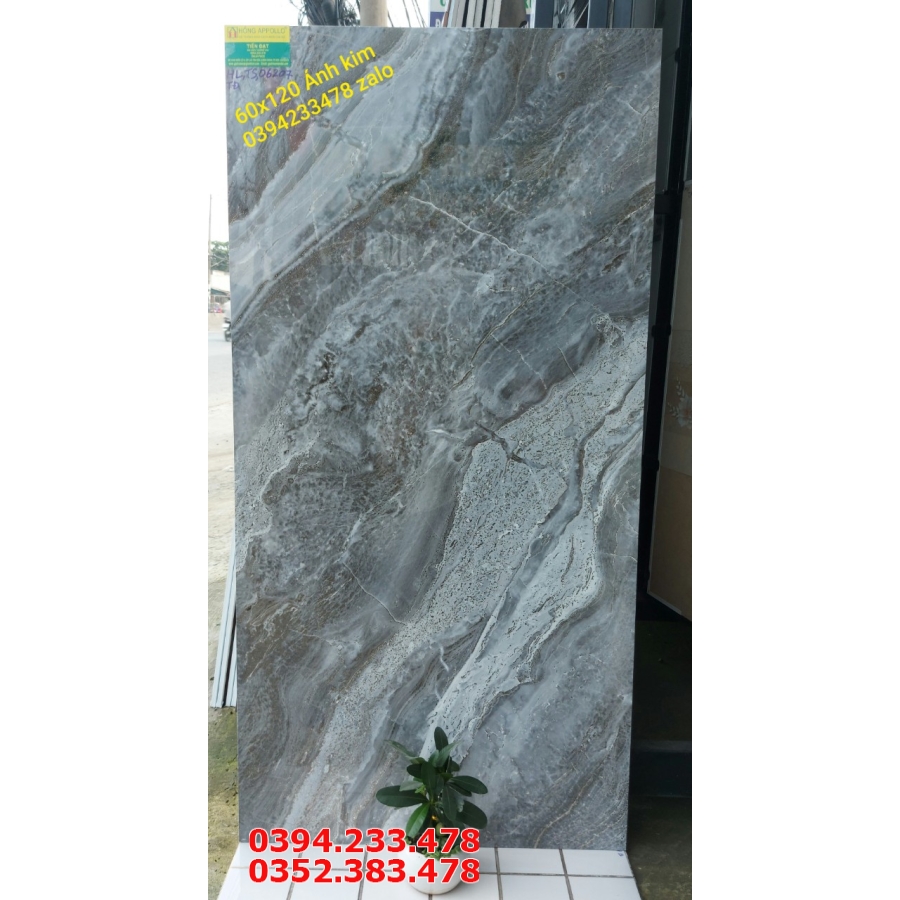 Gạch Lát Nền 60x120 Xám Giả Đá Khắc Kim