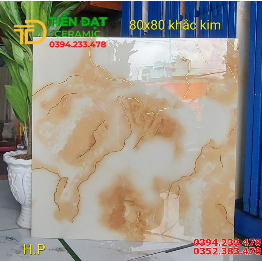 Gạch Khổ Lớn 80x80 Đen Vân Trắng Khắc Kim Đẹp