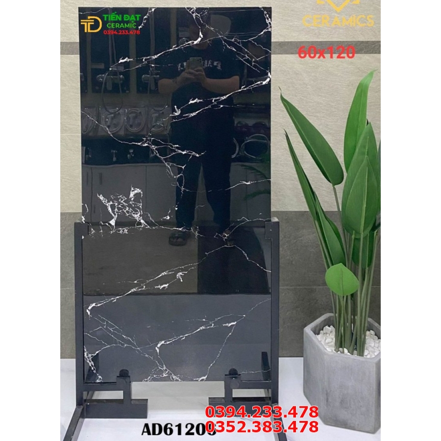 Gạch Ốp Mặt Tiền 60x120 Cao Cấp Đen Tia Chớp