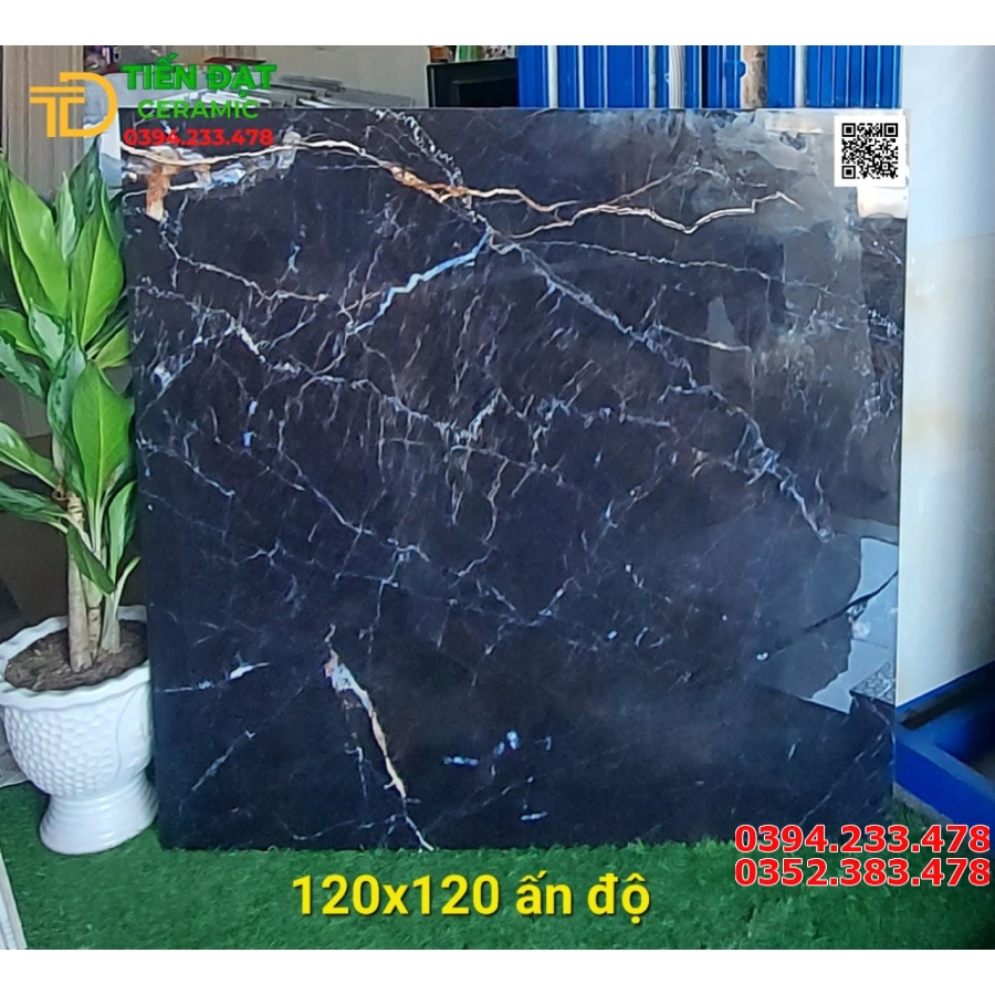 Tổng Kho Gạch Ấn Độ 120x120 Đen Vân Xanh 