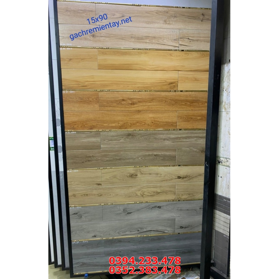 Gạch Ốp Lát TQ 15x90 Vân Vàng Giả Gỗ