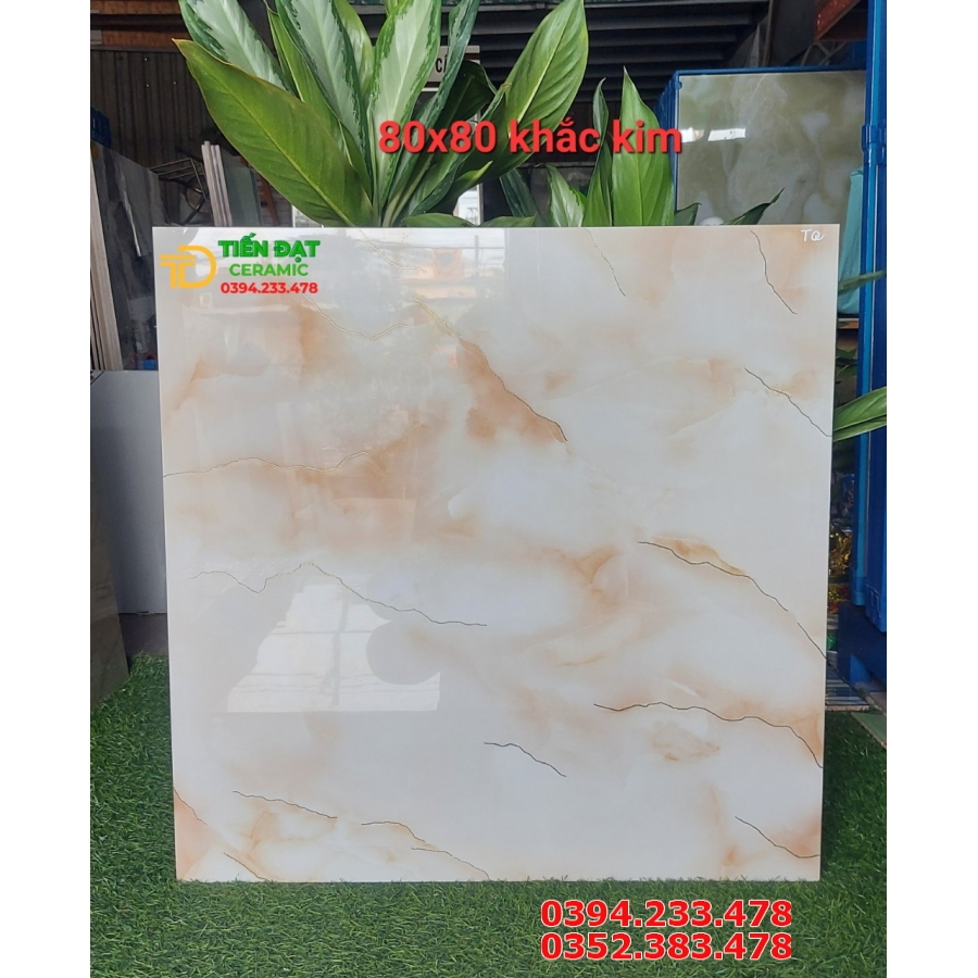 Gạch Ốp Tường 80x80 Trắng Vân Mây Bóng Kiếng