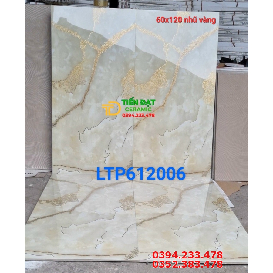 Gạch Lát Phòng Khách 60x120 Nhũ Vàng Bóng Kiếng 