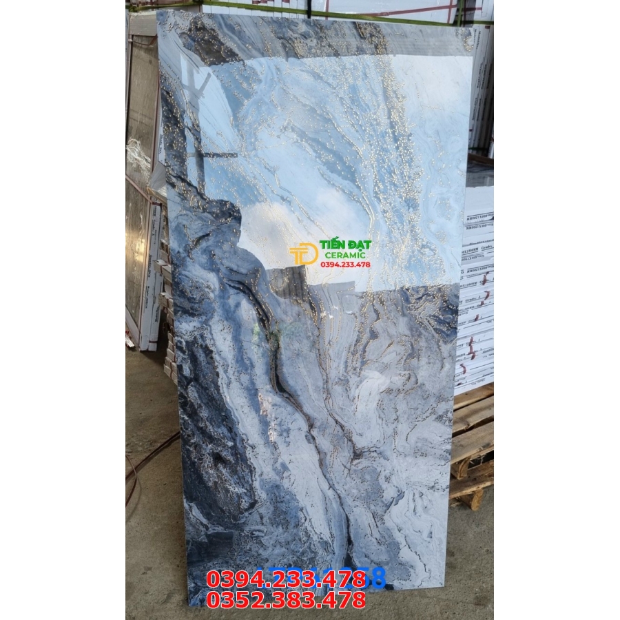 Gạch Lát Phòng Khách 60x120 Nhũ Vàng Bóng Kiếng 