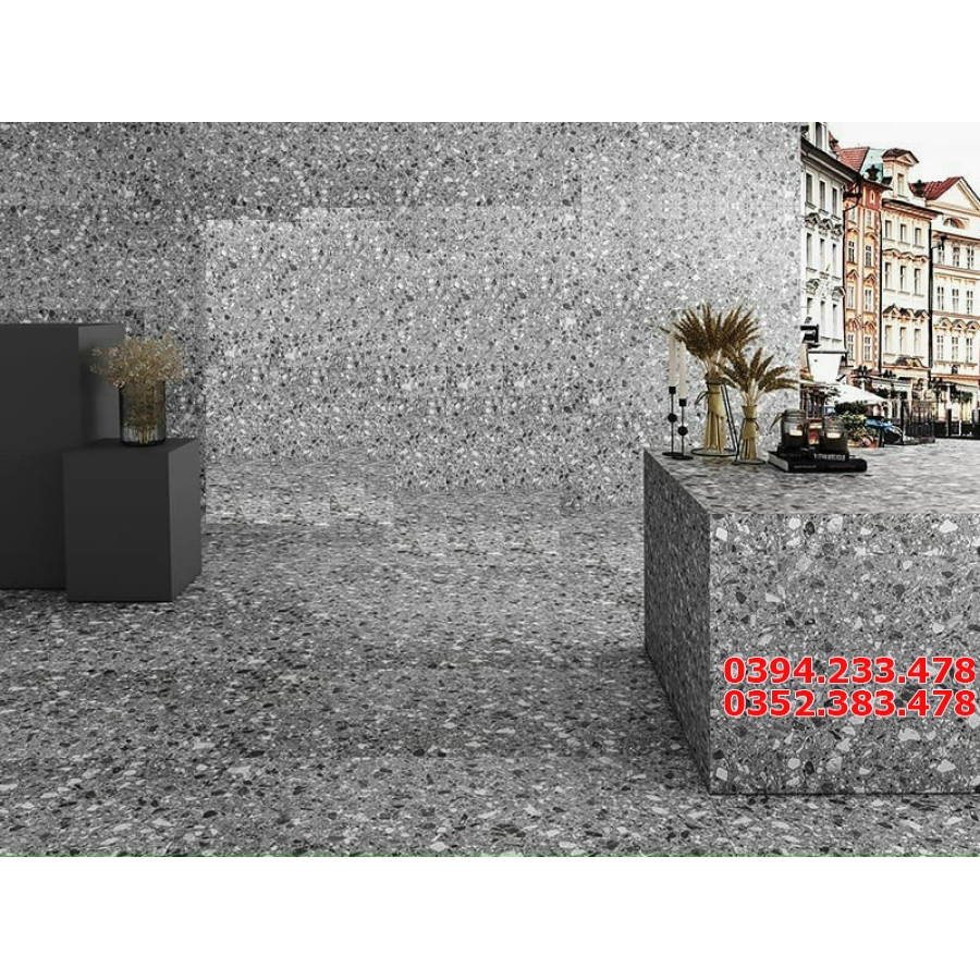 Đá Mờ Granite 60x60 Vân Xám Terrazzo Mẫu Mới