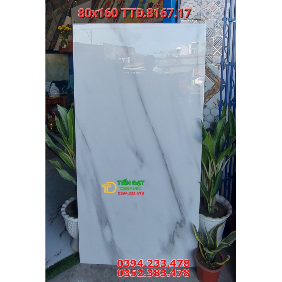 Gạch Ốp Lát 80x160 Trắng Vân Xanh Mới Đẹp