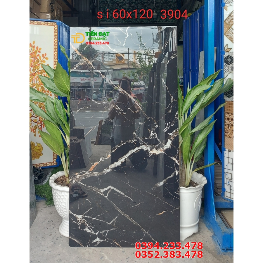 Gạch Ốp Lát 60x120 Đen Trắng Bóng Kiếng Mẫu Mới