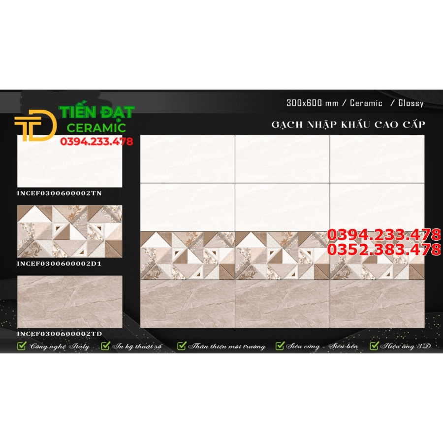 Gạch Cao CẤp 240x60 Ốp Tường Phòng Ngủ 